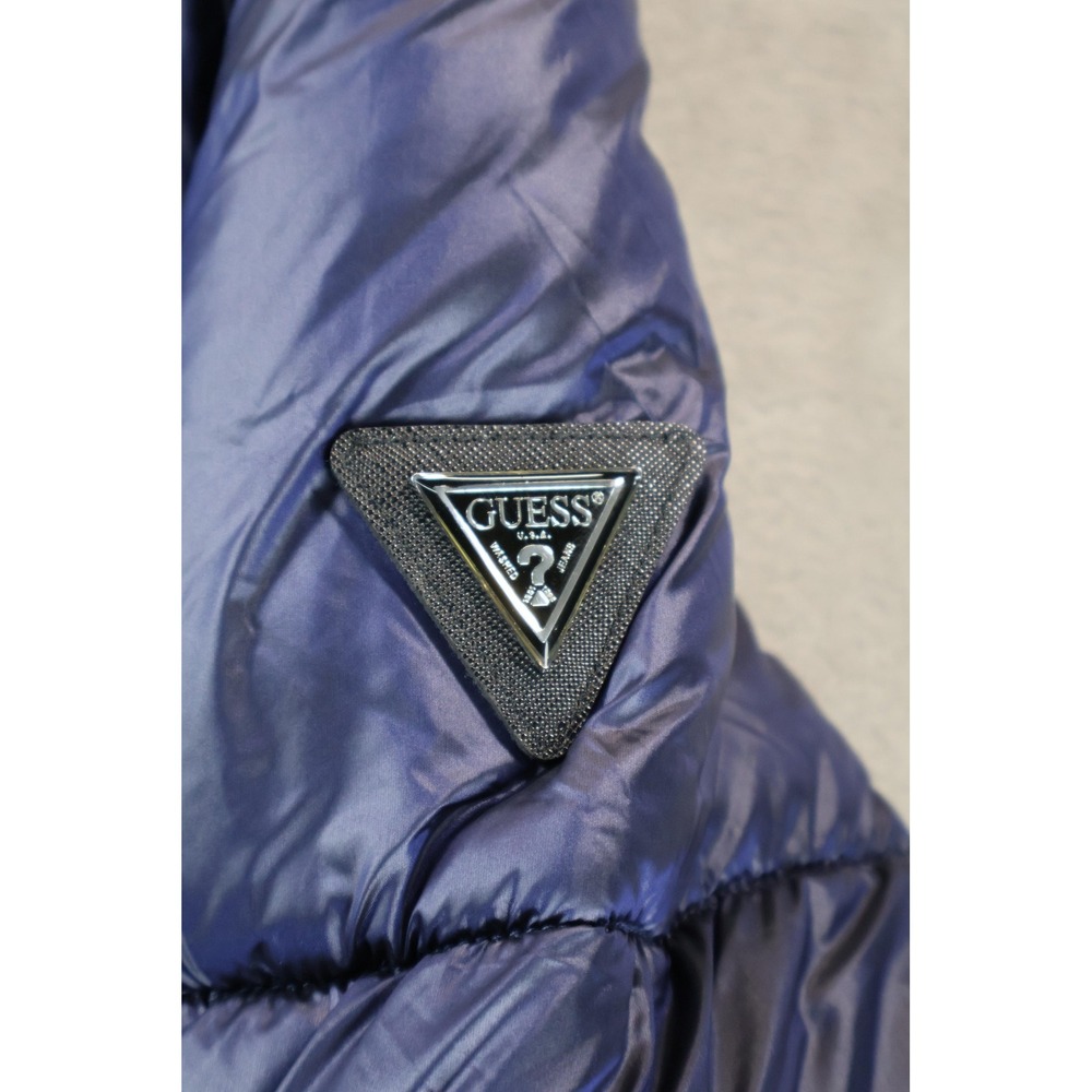 Guess Cassidy Puffer Quilted Jacket Womens Small Navy Sherpa Collar Winter Coat - Picture 6 of 9